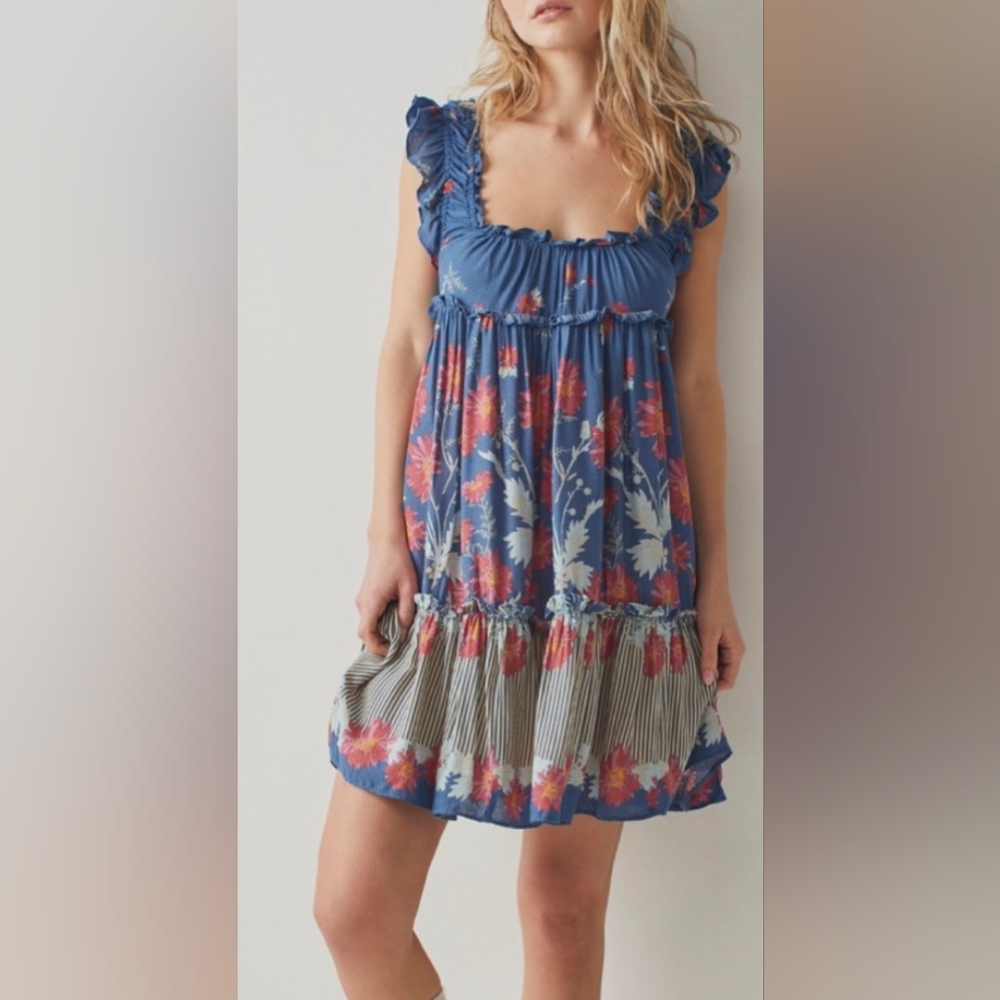 NWT...Intimately Free People Criss-Cross Back Wild Daisy Mini Dress Size XS